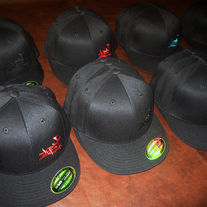 Lazy - Flexfit210 - Red on Black Hat